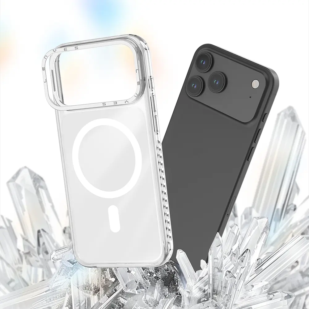 Apple iPhone 17 Pro Kılıf M-safe Şarj Özellikli Metal Kamera Çerçeveli Airbag Tasarımlı Lenyes CK221 Sert PC Kapak