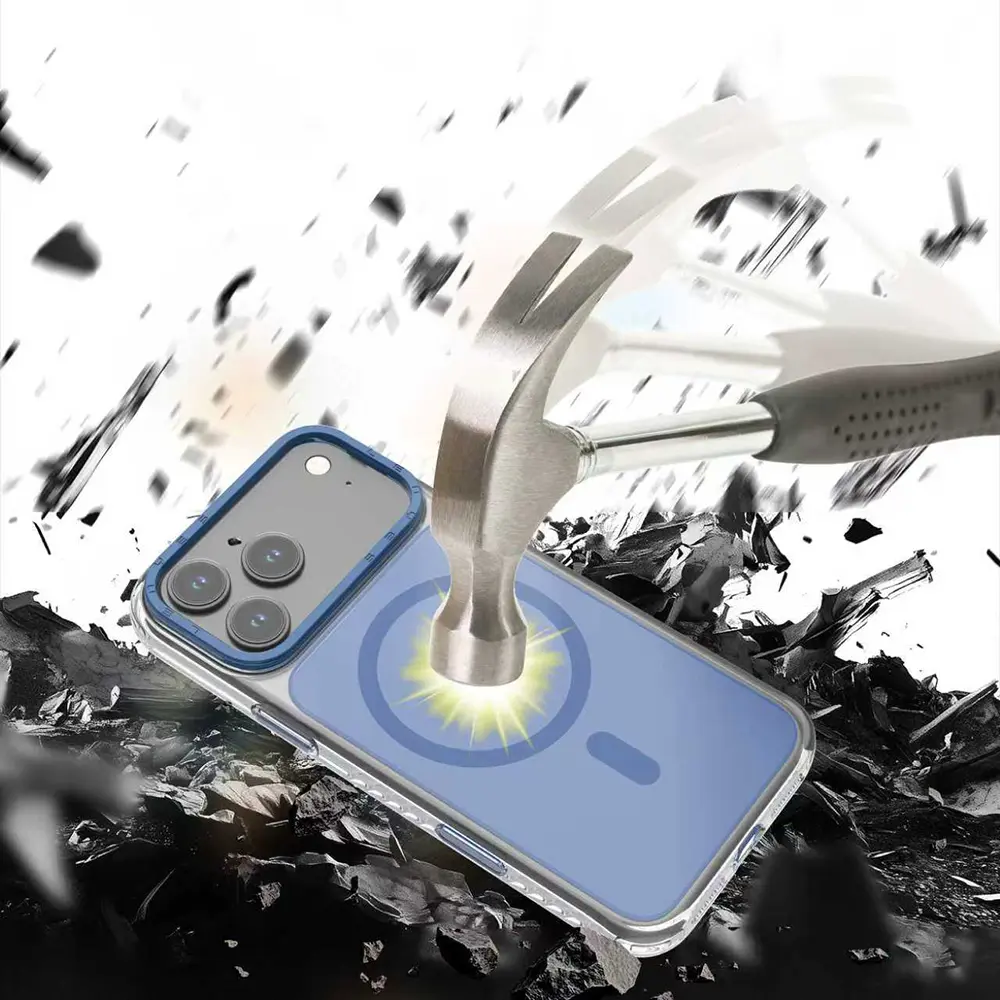Apple iPhone 17 Pro Kılıf M-safe Şarj Özellikli Metal Kamera Çerçeveli Airbag Tasarımlı Lenyes CK221 Sert PC Kapak