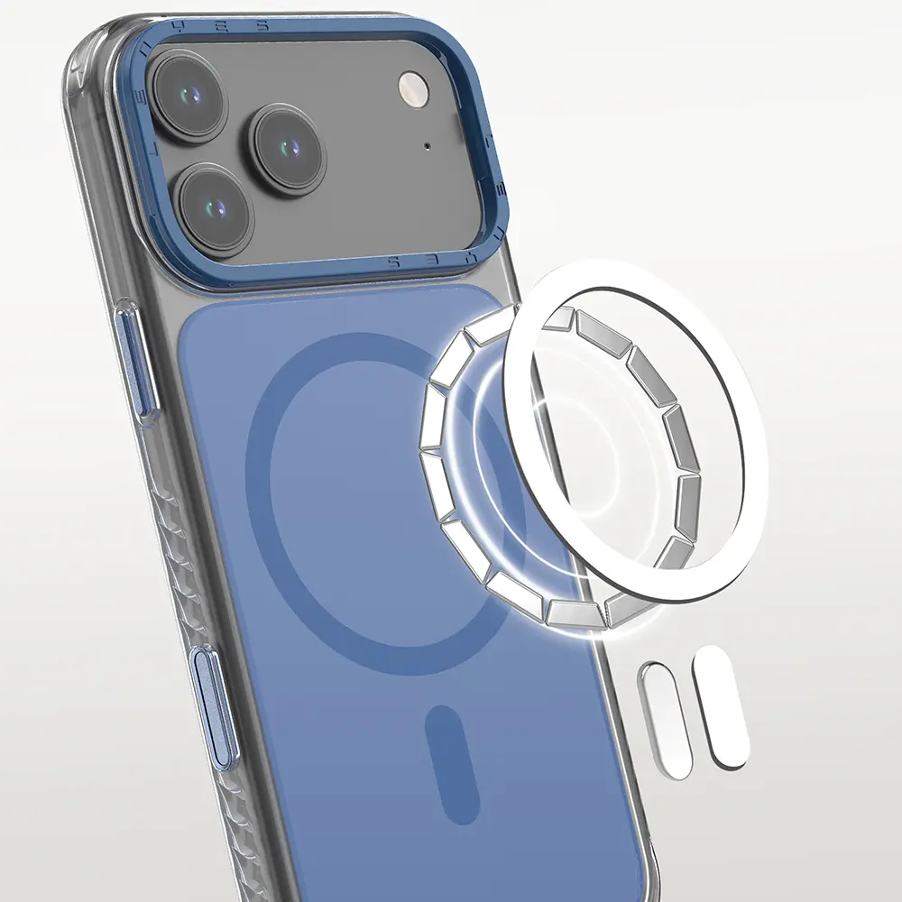 Apple iPhone 17 Pro Kılıf M-safe Şarj Özellikli Metal Kamera Çerçeveli Airbag Tasarımlı Lenyes CK221 Sert PC Kapak