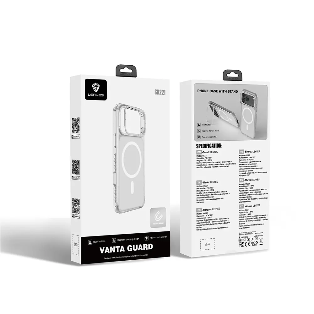 Apple iPhone 17 Pro Kılıf M-safe Şarj Özellikli Metal Kamera Çerçeveli Airbag Tasarımlı Lenyes CK221 Sert PC Kapak