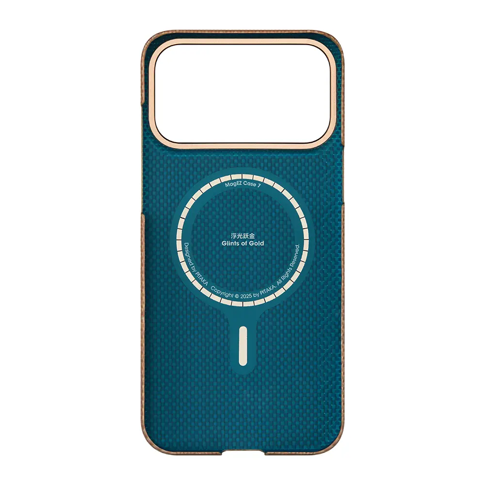 iPhone 17 Pro MagSafe Uyumlu Aramid Fiber Kılıf - Pitaka Glints of Gold Ultra Slim
