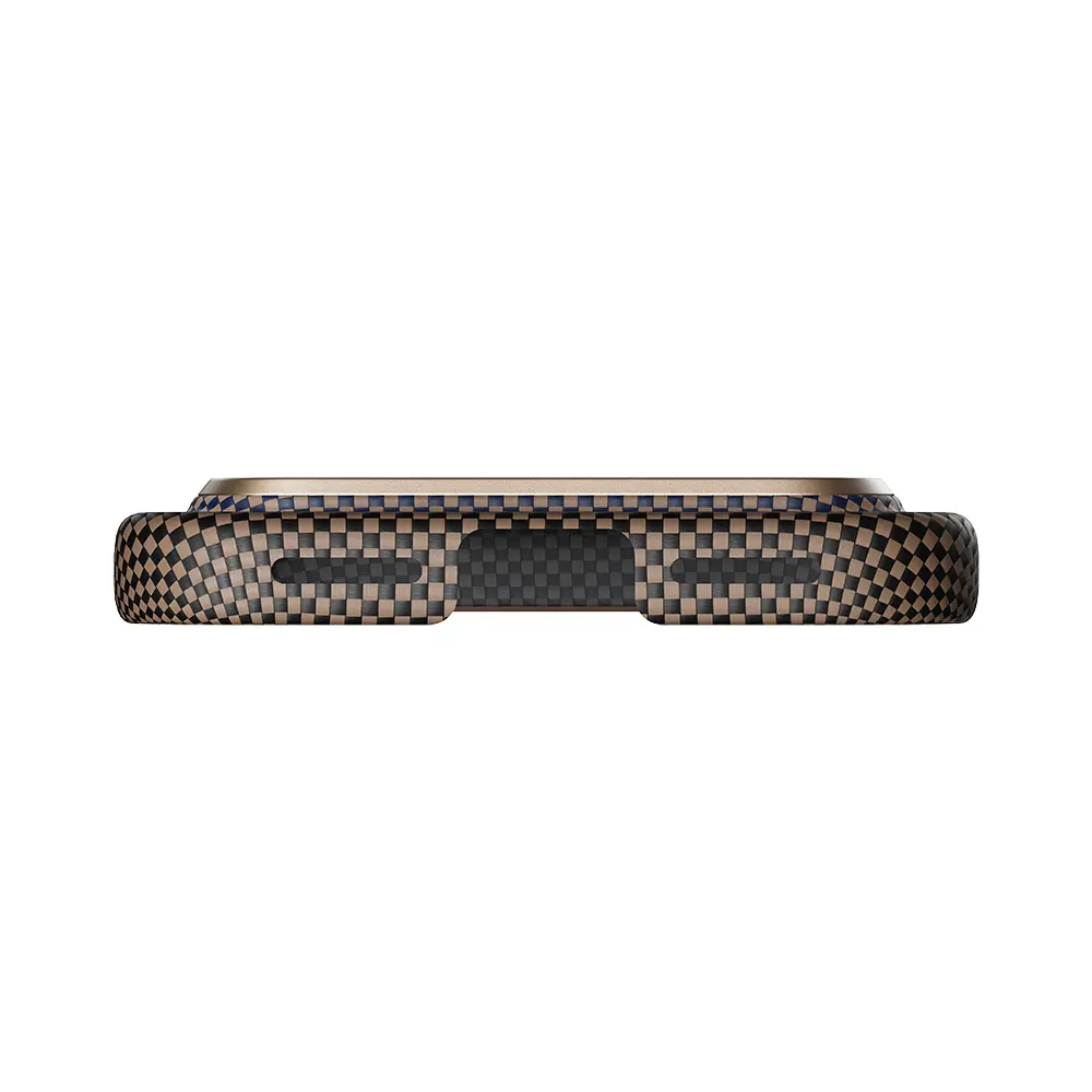 Apple iPhone 17 Pro Kılıf M-safe Şarj Özellikli Aramid Karbon Fiber Pitaka Tactile Woven Sunset-Moonrise Serisi Kapak