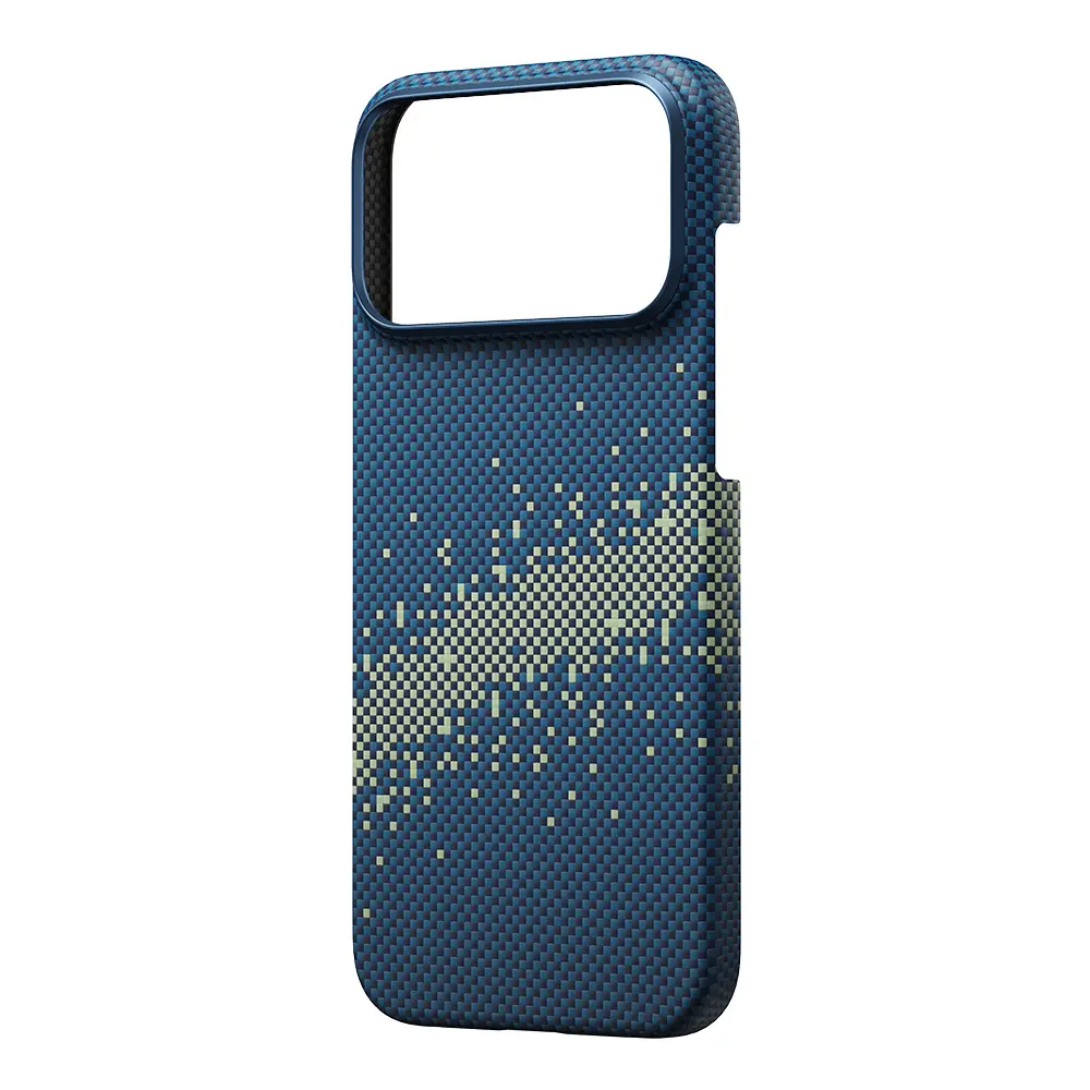Apple iPhone 17 Pro Kılıf M-safe Şarj Özellikli Aramid Karbon Fiber Pitaka Tactile Woven Starpeak Serisi Milky Way Galaxy Kapak