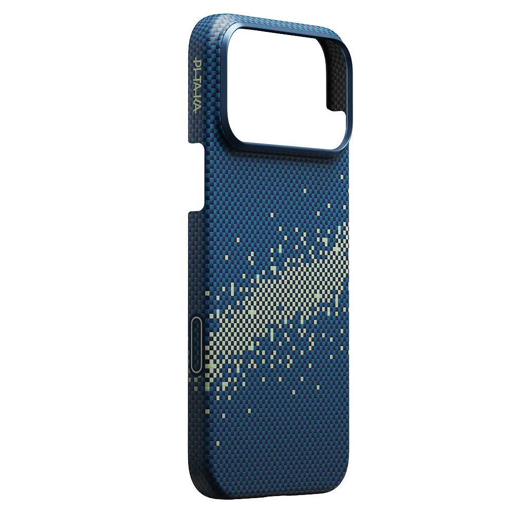 Apple iPhone 17 Pro Kılıf M-safe Şarj Özellikli Aramid Karbon Fiber Pitaka Tactile Woven Starpeak Serisi Milky Way Galaxy Kapak