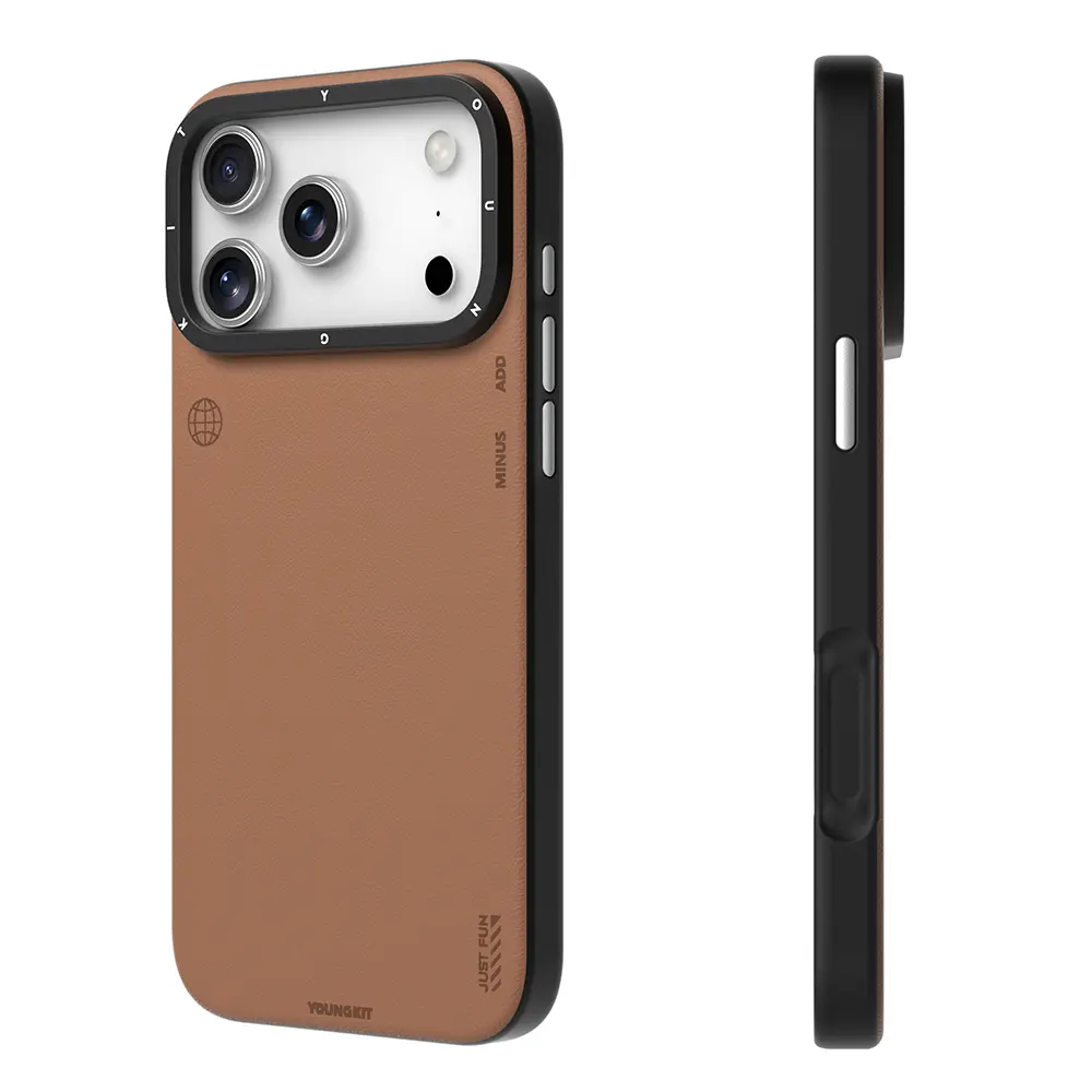 iPhone 17 Pro MagSafe Uyumlu Mat Deri Desenli Kılıf - Youngkit Tech Fashion