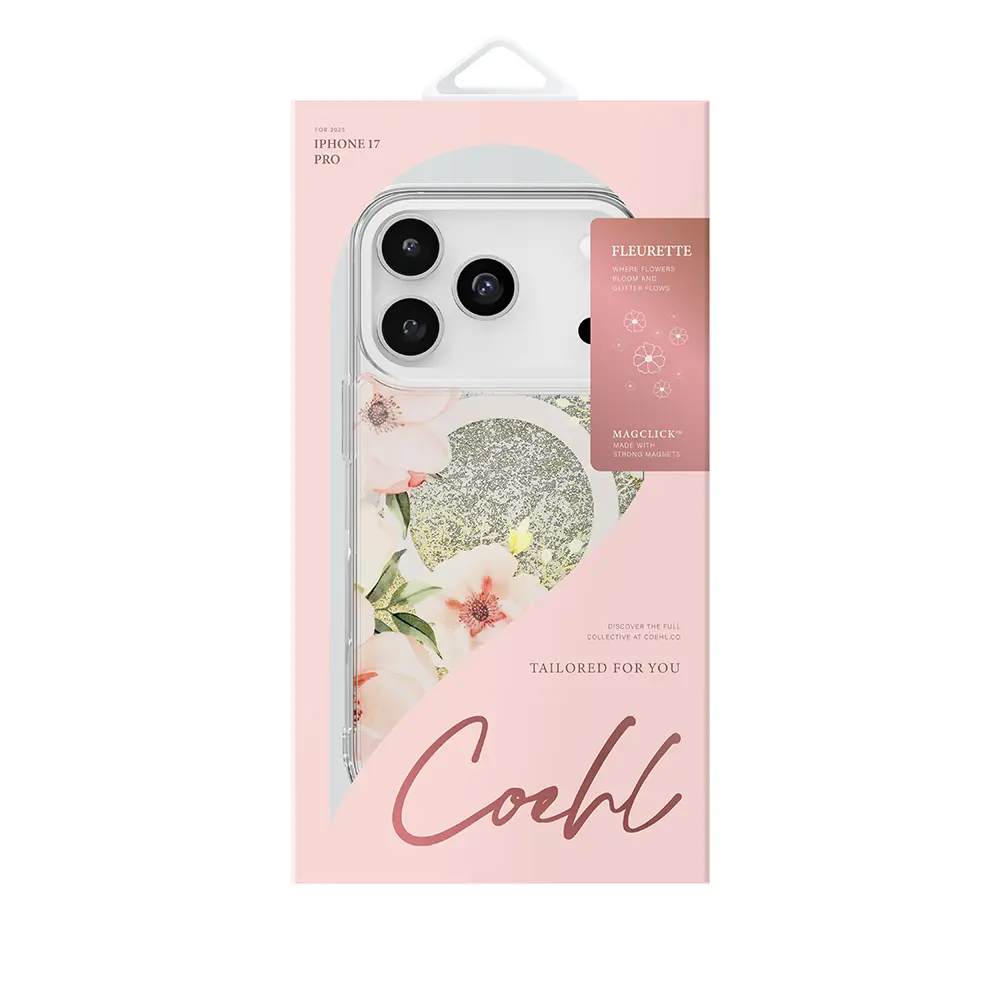 iPhone 17 Pro MagSafe Uyumlu Çiçek Desenli Simli Kılıf - Coehl Fleurette