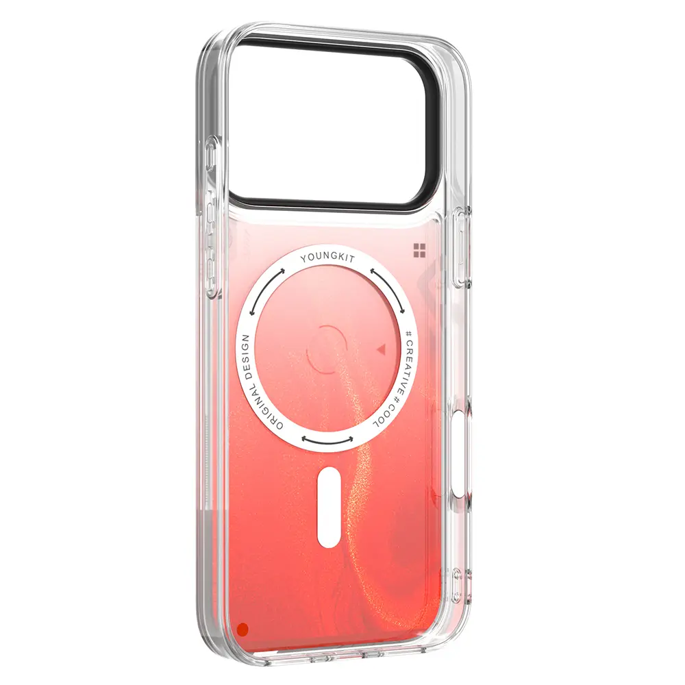 Apple iPhone 17 Pro Kılıf M-safe Şarj Özellikli Parlak Kumlu Sıvılı Tasarımlı Galaxy Fantasy Serisi Kapak