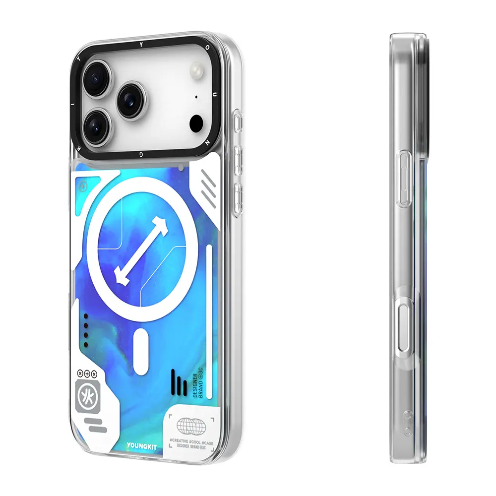 Apple iPhone 17 Pro Kılıf M-safe Şarj Özellikli Parlak Kumlu Sıvılı Tasarımlı Galaxy Fantasy Serisi Kapak