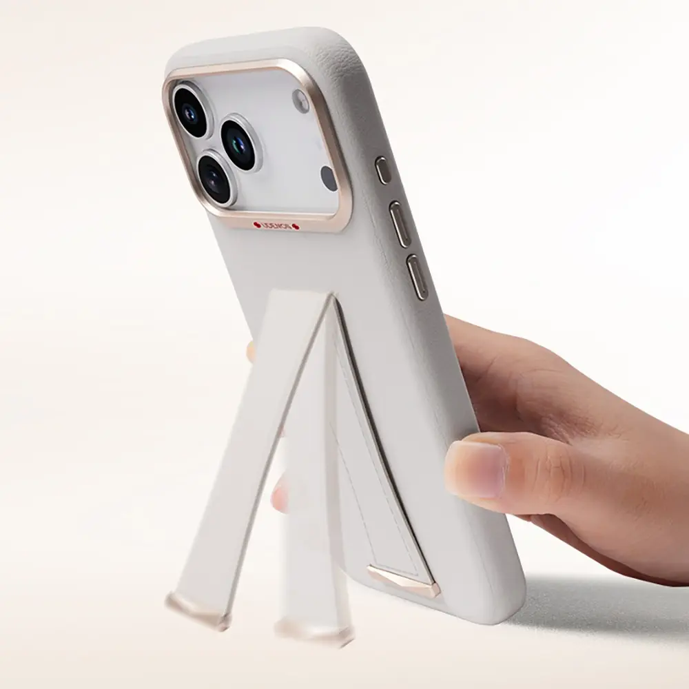iPhone 17 Pro MagSafe Uyumlu Standlı Deri Dokulu Kılıf - Udemos İndependence