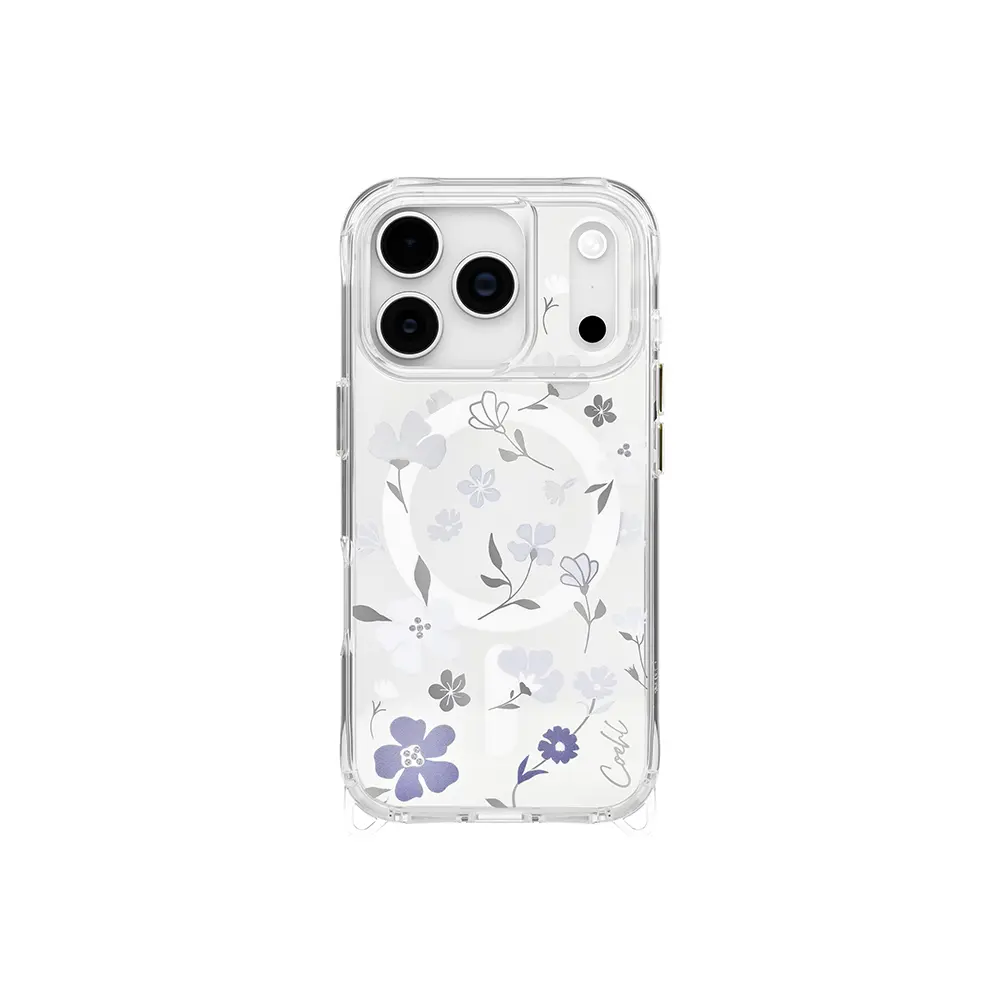 Apple iPhone 17 Pro Kılıf M-safe Şarj Özellikli Şeffaf Arka Yüzey Çiçekli Coehl Amara Kapak