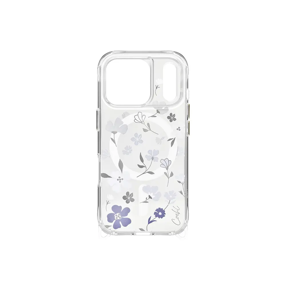 Apple iPhone 17 Pro Kılıf M-safe Şarj Özellikli Şeffaf Arka Yüzey Çiçekli Coehl Amara Kapak