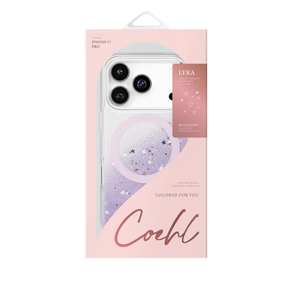 iPhone 17 Pro MagSafe Uyumlu Yıldız Simli Şeffaf Kılıf - Coehl Lyra