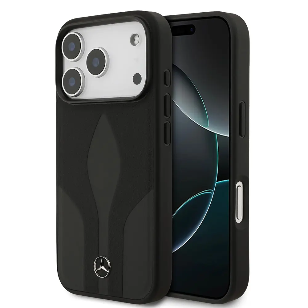 Apple iPhone 17 Pro Kılıf Mercedes Benz Orjinal Lisanslı M-safe Şarj Özellikli Dokulu Desenli Deri Kapak
