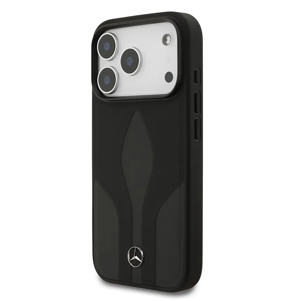 Apple iPhone 17 Pro Kılıf Mercedes Benz Orjinal Lisanslı M-safe Şarj Özellikli Dokulu Desenli Deri Kapak