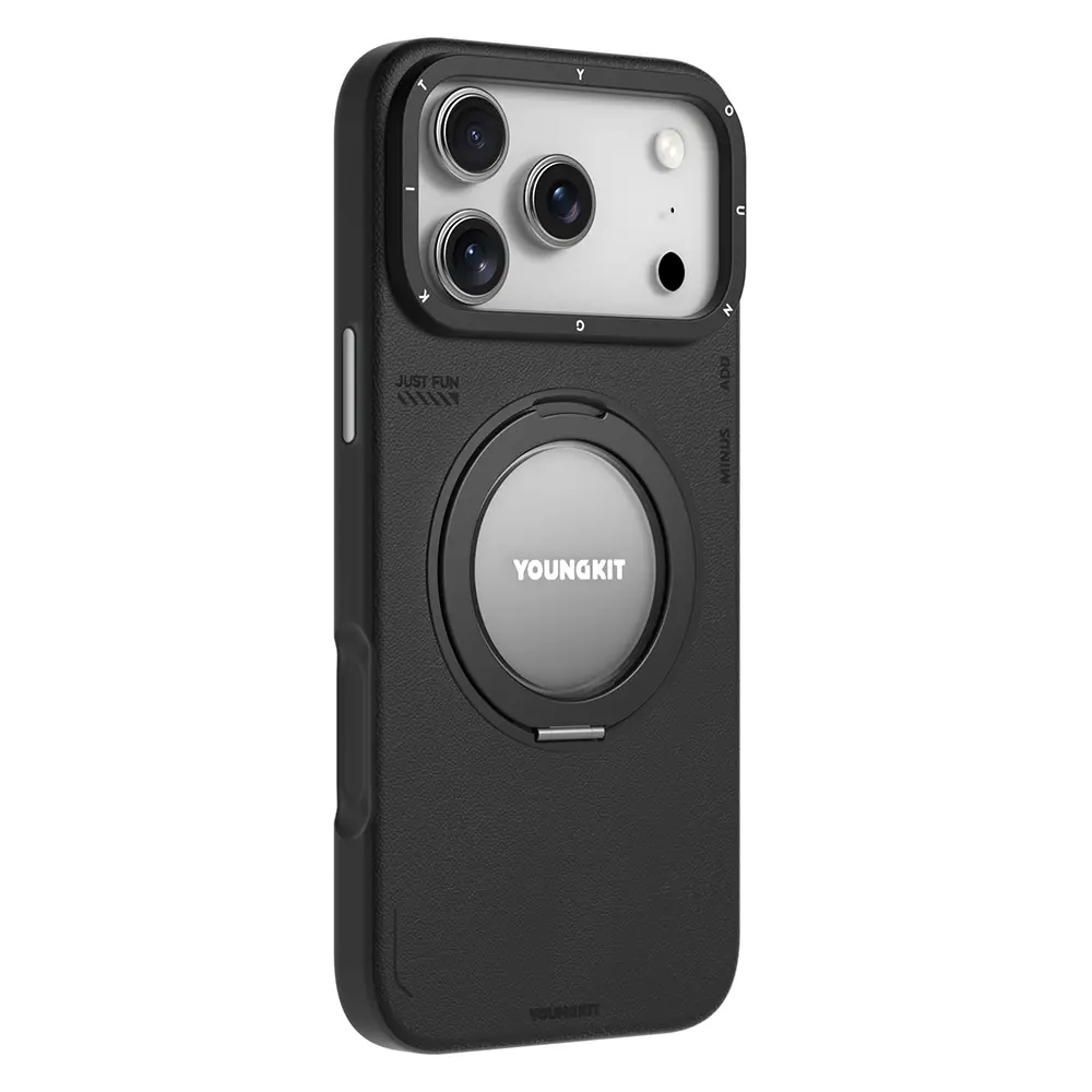 iPhone 17 Pro Max MagSafe Uyumlu 360 Derece Standlı Kılıf - Youngkit Tech Leather