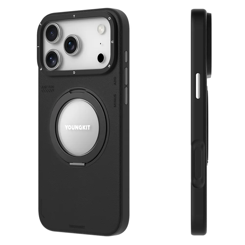iPhone 17 Pro Max MagSafe Uyumlu 360 Derece Standlı Kılıf - Youngkit Tech Leather