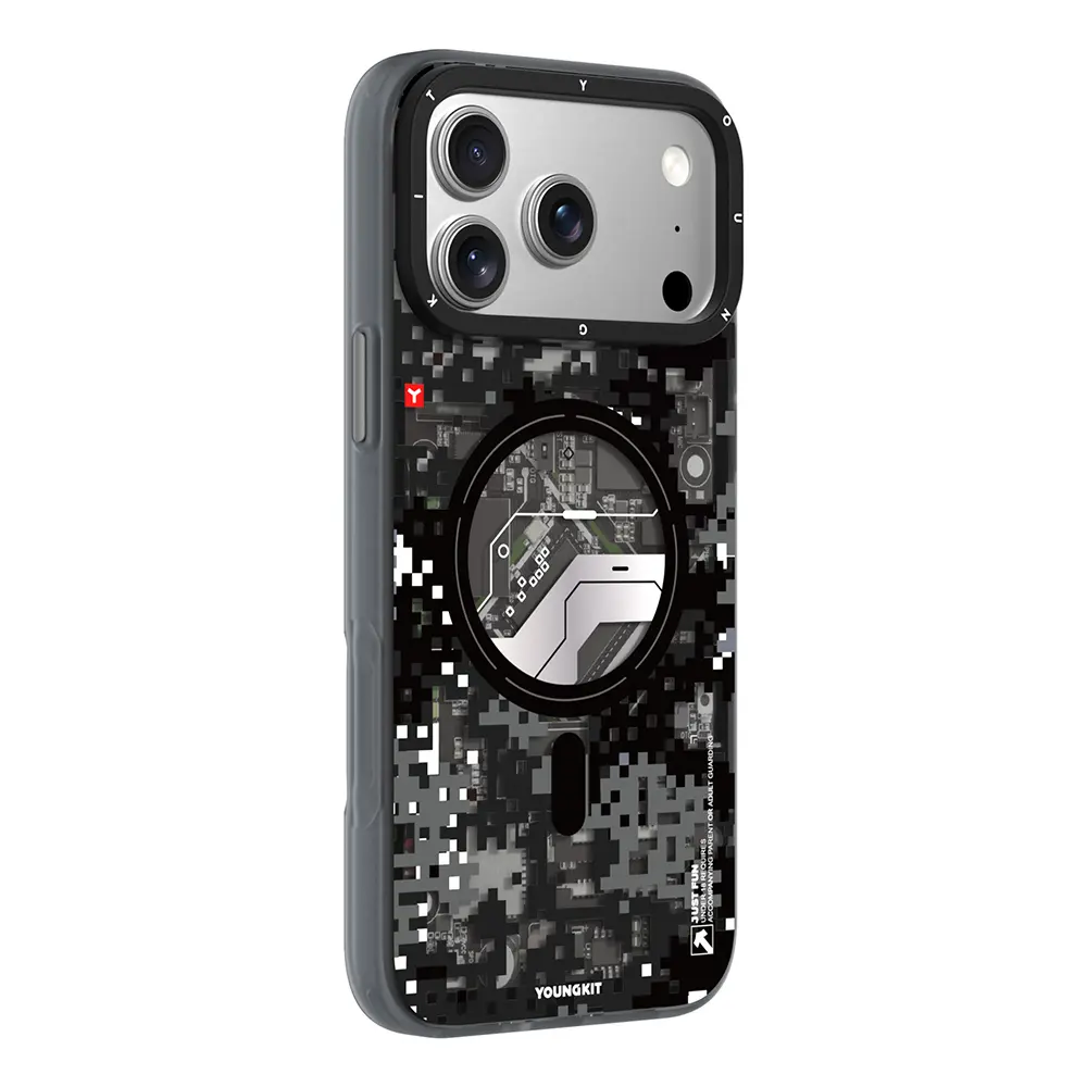 Apple iPhone 17 Pro Max Kılıf M-Safe Şarj Özellikli Youngkit Camouflage Sykell Serisi Kapak