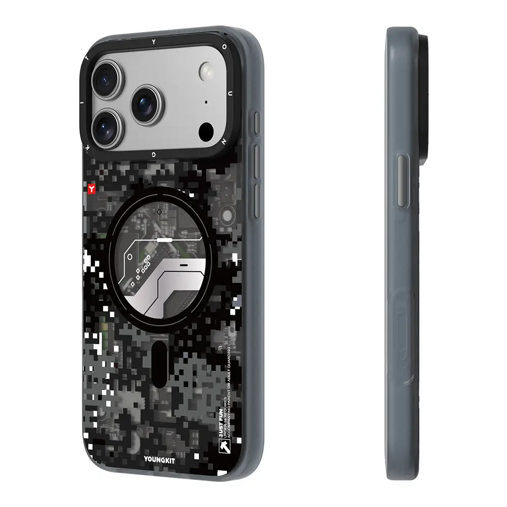 Apple iPhone 17 Pro Max Kılıf M-Safe Şarj Özellikli Youngkit Camouflage Sykell Serisi Kapak