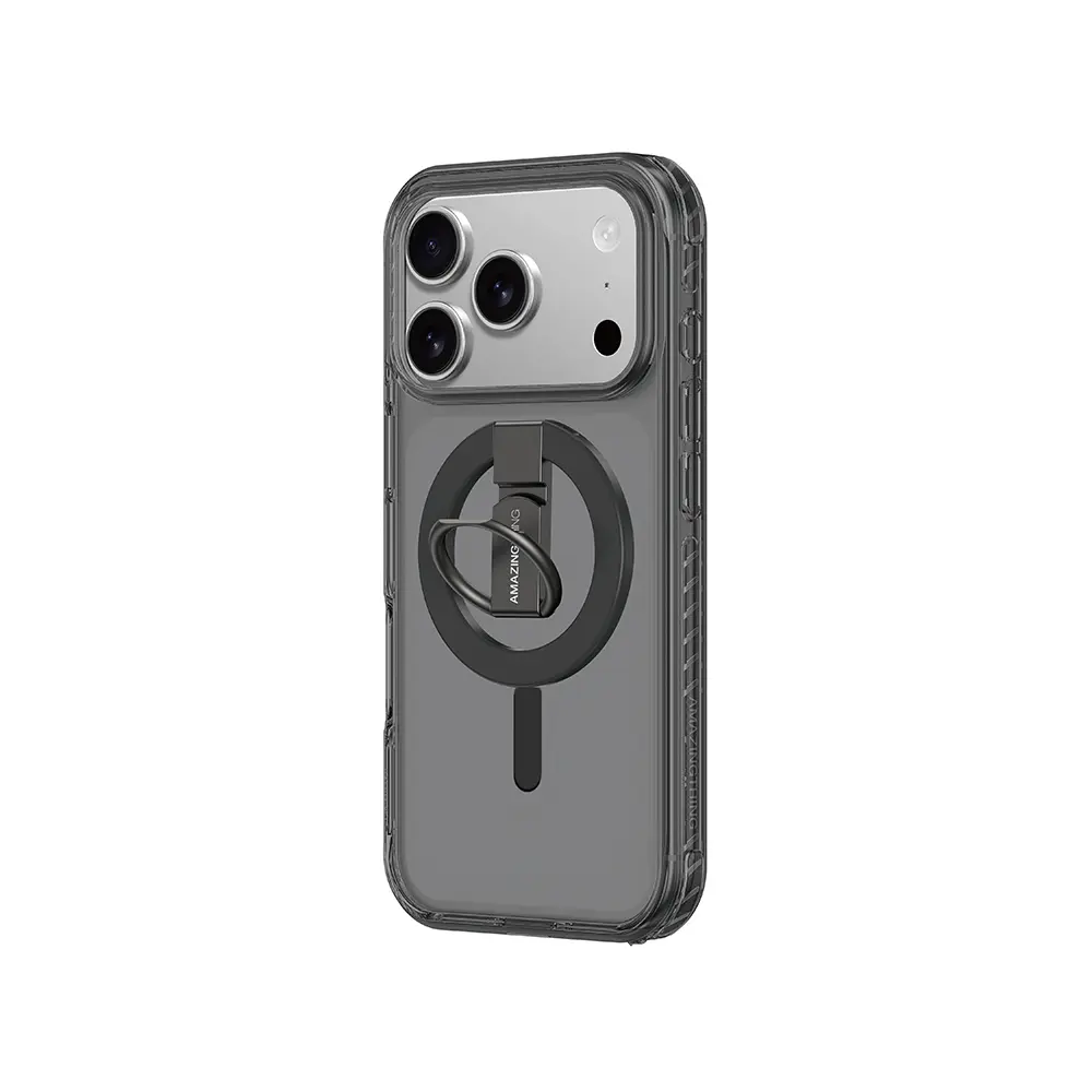 iPhone 17 Pro Max MagSafe Uyumlu Yüzük Standlı Şeffaf Kılıf - Amazingthing Titan Pro