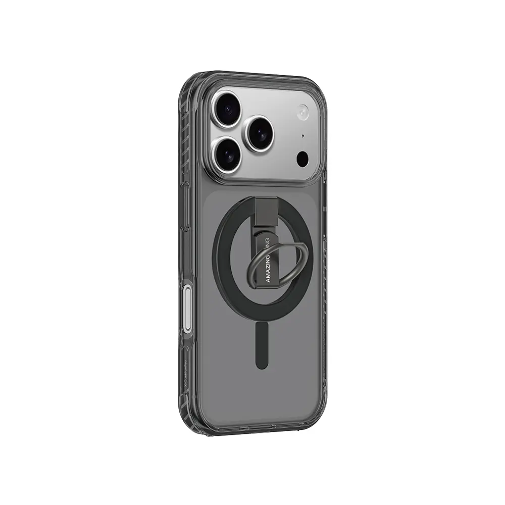 iPhone 17 Pro Max MagSafe Uyumlu Yüzük Standlı Şeffaf Kılıf - Amazingthing Titan Pro