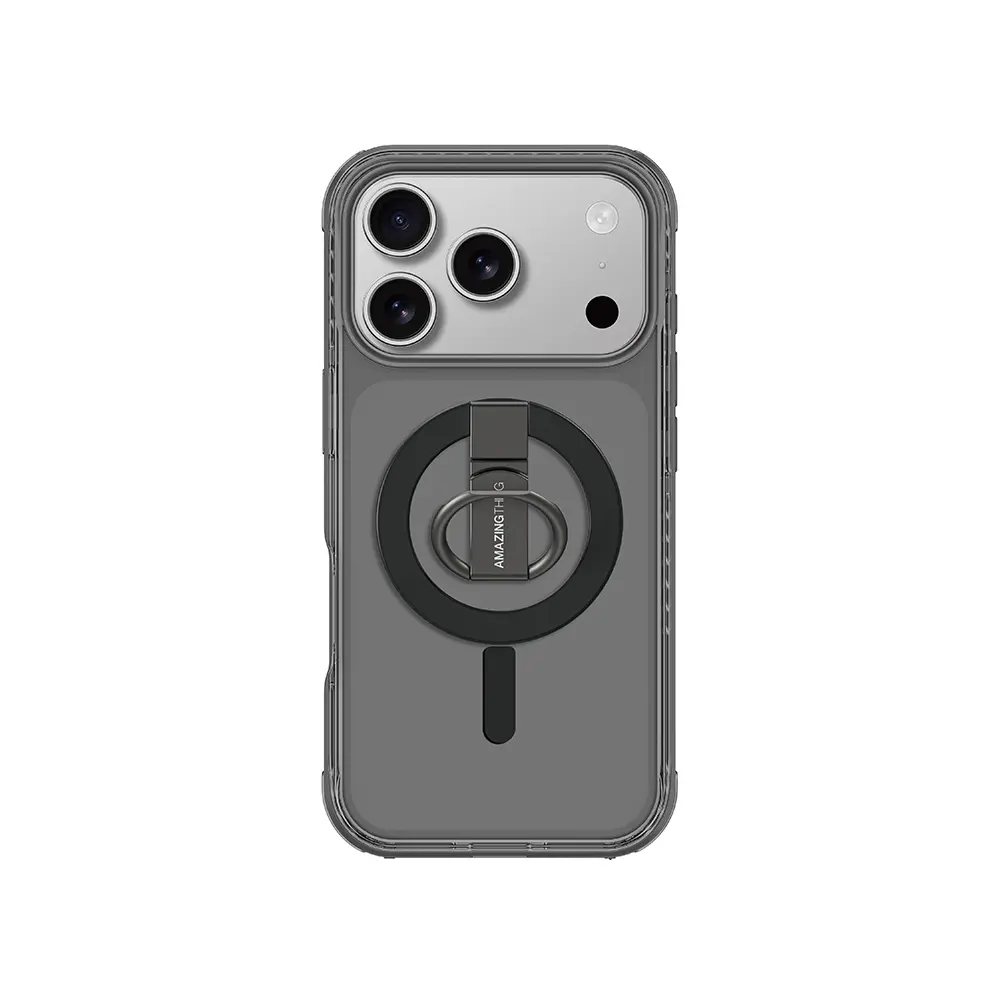 iPhone 17 Pro Max MagSafe Uyumlu Yüzük Standlı Şeffaf Kılıf - Amazingthing Titan Pro