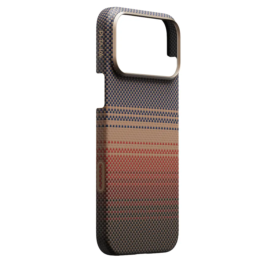 Apple iPhone 17 Pro Max Kılıf M-safe Şarj Özellikli Aramid Karbon Fiber Pitaka Tactile Woven Sunset-Moonrise Serisi Kapak