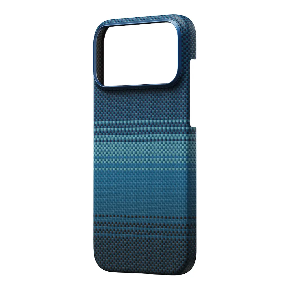 Apple iPhone 17 Pro Max Kılıf M-safe Şarj Özellikli Aramid Karbon Fiber Pitaka Tactile Woven Sunset-Moonrise Serisi Kapak