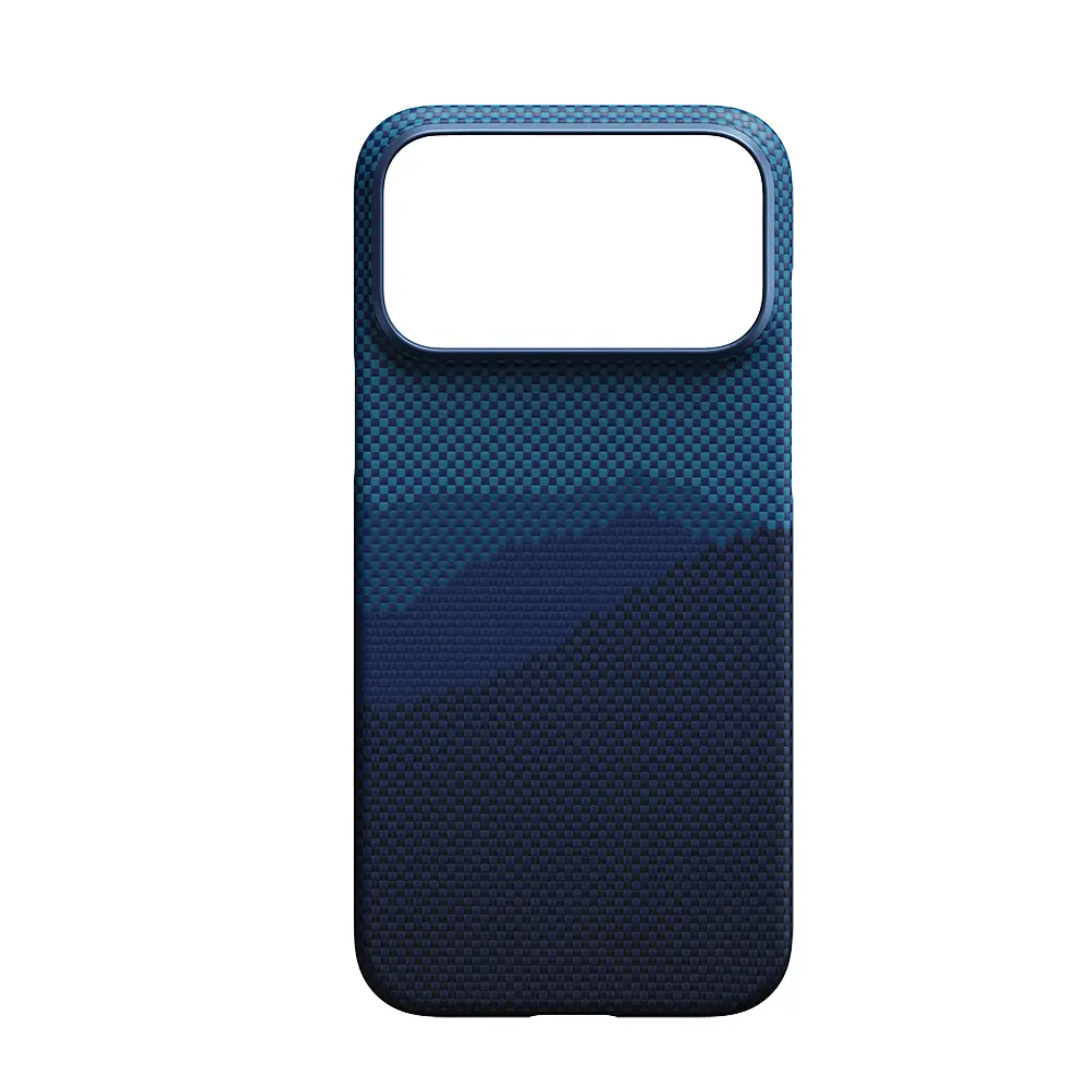 Apple iPhone 17 Pro Max Kılıf M-safe Şarj Özellikli Aramid Karbon Fiber Pitaka Tactile Woven Starpeak Serisi Over The Horizon Kapak
