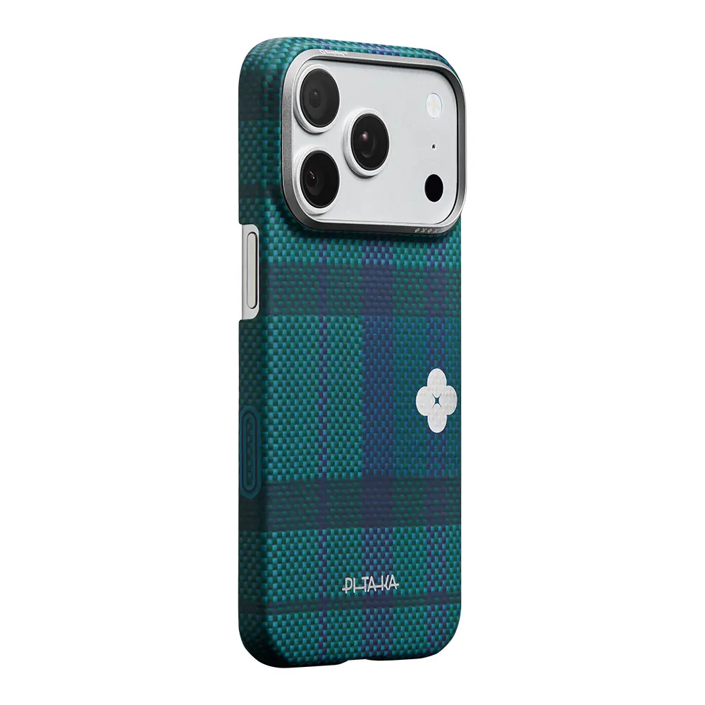 iPhone 17 Pro Max MagSafe Uyumlu Aramid Fiber Kılıf - Pitaka Flora in Grid