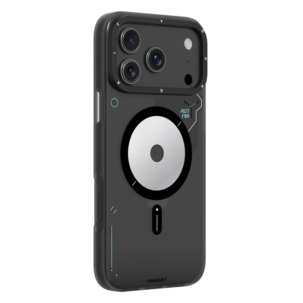 Apple iPhone 17 Pro Max Kılıf M-safe Şarj Özellikli Disk Desenli Youngkit Disc Battle Kapak