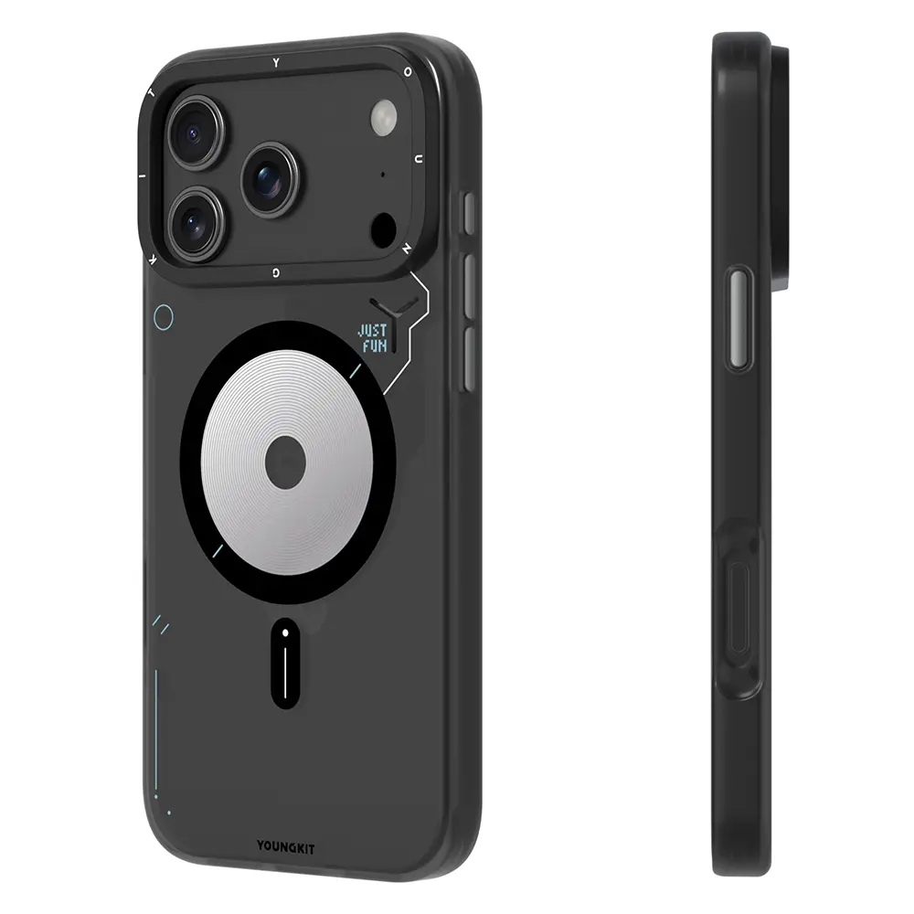 Apple iPhone 17 Pro Max Kılıf M-safe Şarj Özellikli Disk Desenli Youngkit Disc Battle Kapak