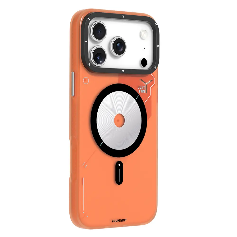 Apple iPhone 17 Pro Max Kılıf M-safe Şarj Özellikli Disk Desenli Youngkit Disc Battle Kapak