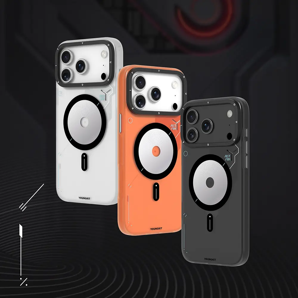 Apple iPhone 17 Pro Max Kılıf M-safe Şarj Özellikli Disk Desenli Youngkit Disc Battle Kapak