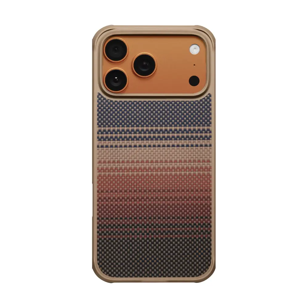 iPhone 17 Pro Max MagSafe Uyumlu Aramid Kılıf - Pitaka Tactile Woven Sunset Pro Guard