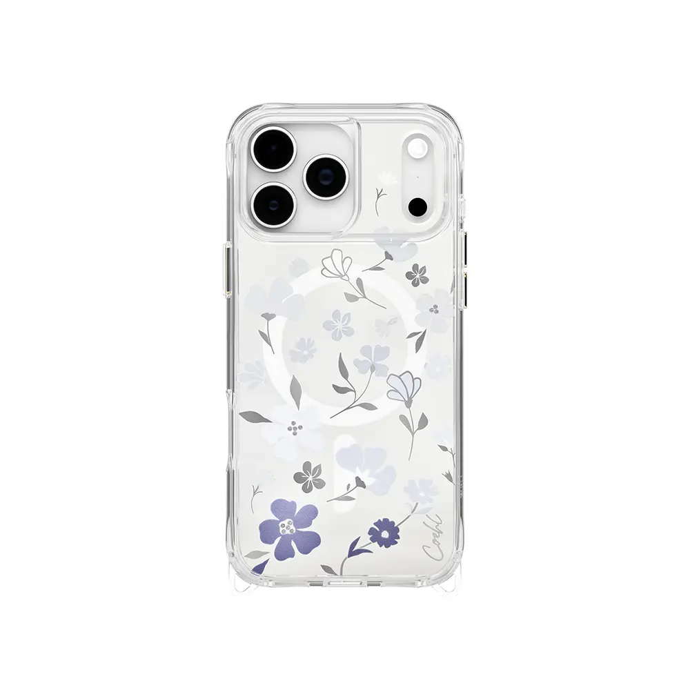 Apple iPhone 17 Pro Max Kılıf M-safe Şarj Özellikli Şeffaf Arka Yüzey Çiçekli Coehl Amara Kapak