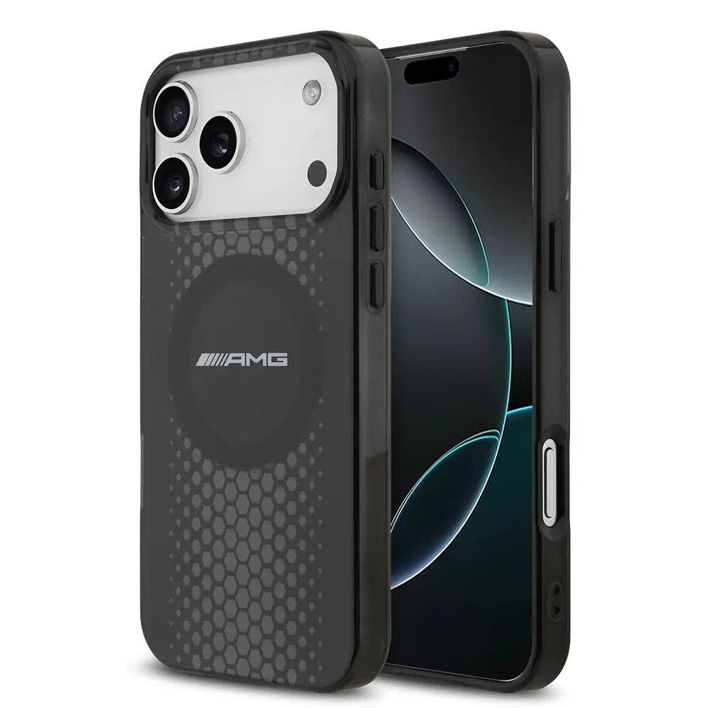Apple iPhone 17 Pro Max Kılıf AMG Orjinal Lisanslı Çift Katmanlı Büyük Logolu Petek Desenli Kapak