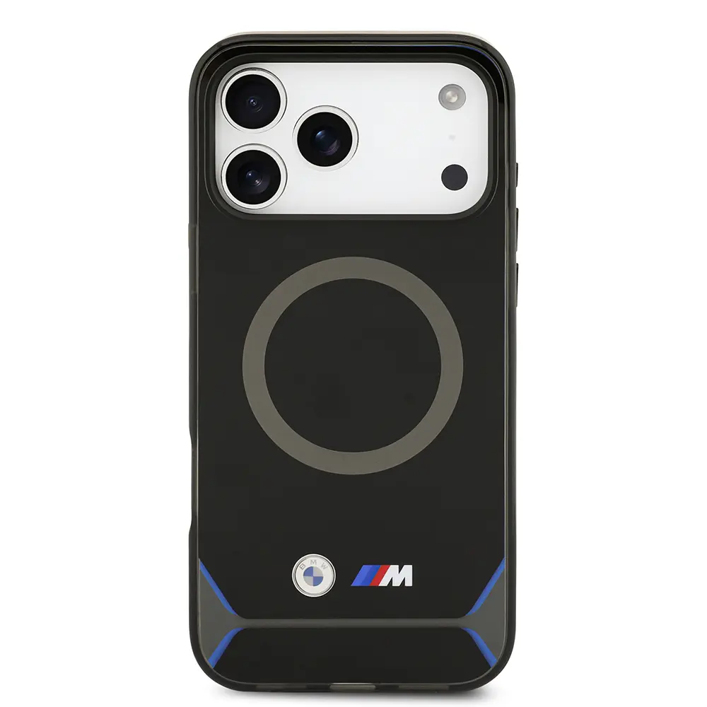 Apple iPhone 17 Pro Max Kılıf BMW Orjinal Lisanslı M-safe Şarj Özellikli Metal Buton Tasarımlı IML Baskılı M Dizayn Kapak