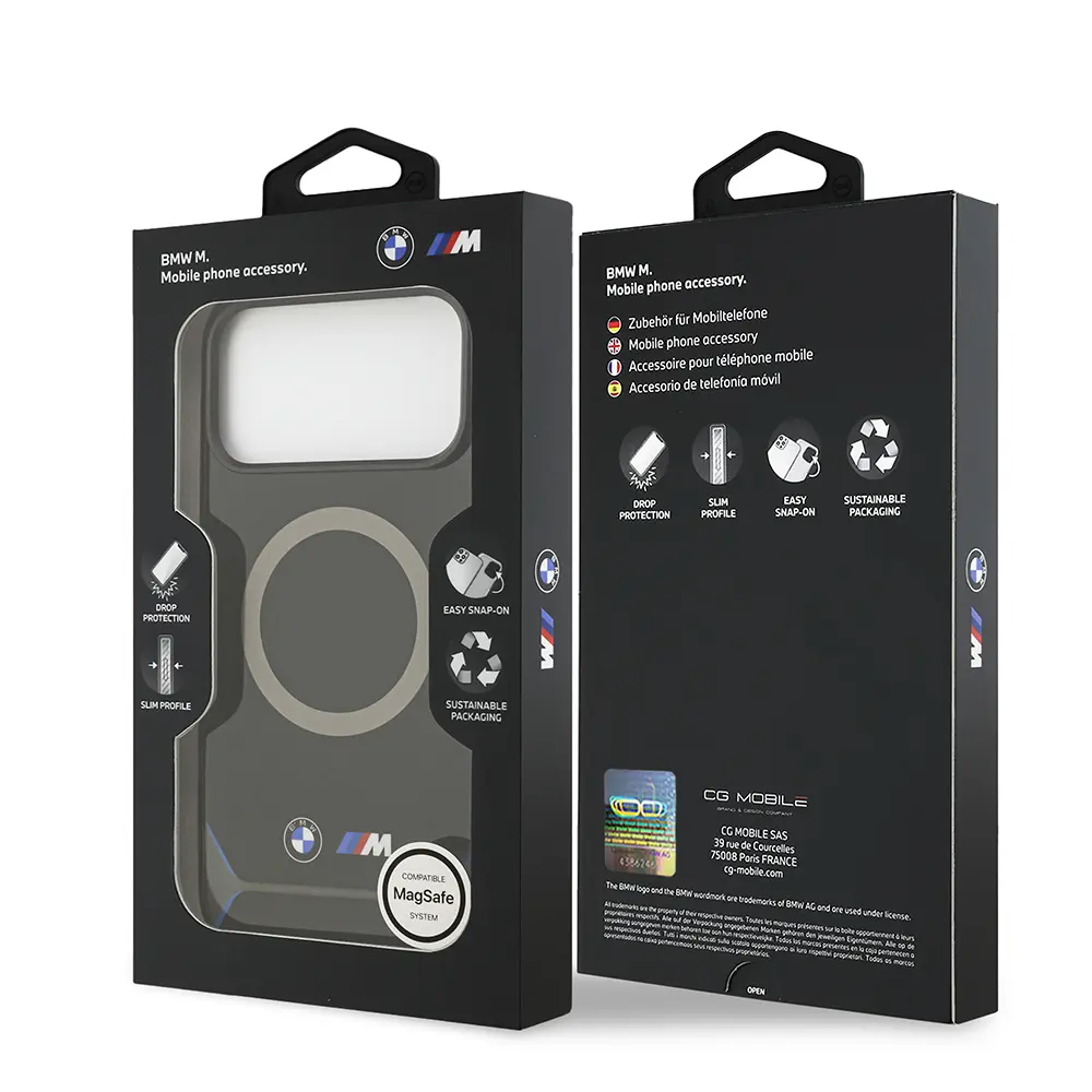 Apple iPhone 17 Pro Max Kılıf BMW Orjinal Lisanslı M-safe Şarj Özellikli Metal Buton Tasarımlı IML Baskılı M Dizayn Kapak