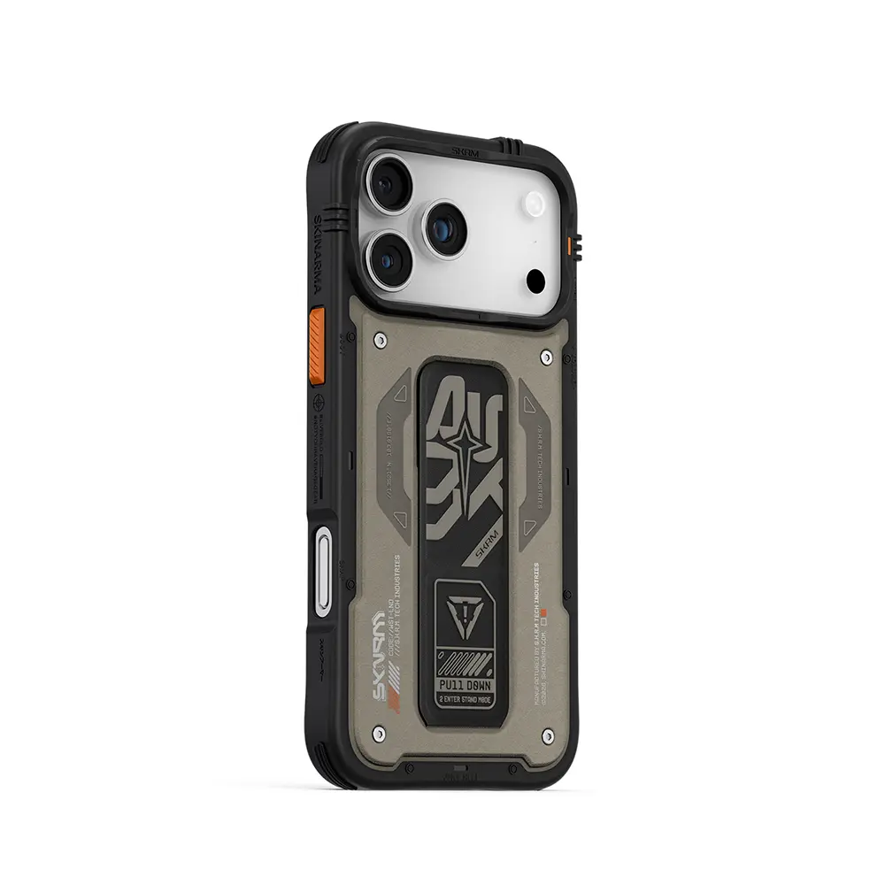 iPhone 17 Pro Max Desenli Airbag Tasarımlı Standlı Kılıf - Skinarma Aegis