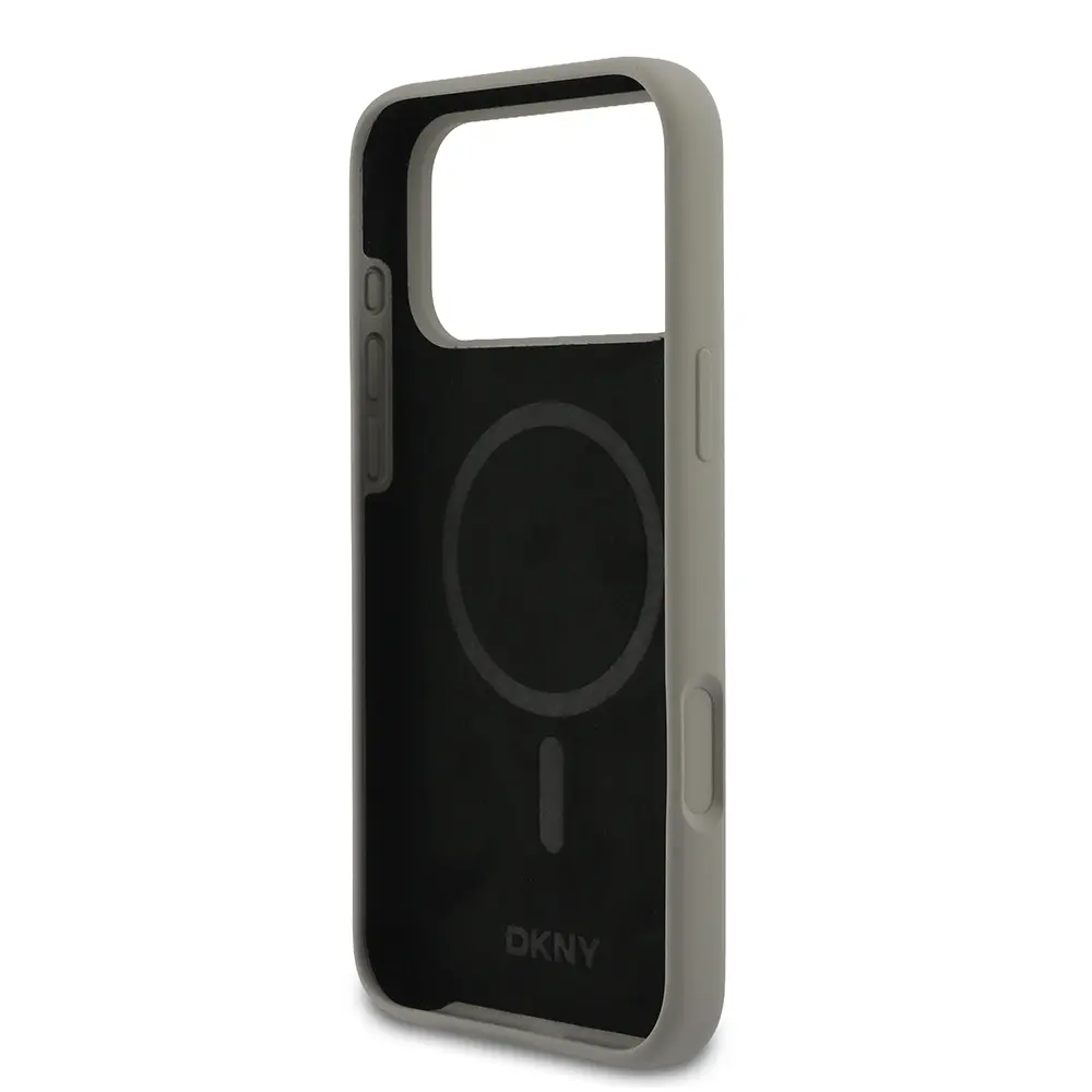 Apple iPhone 17 Pro Max Kılıf DKNY Orjinal Lisanslı M-safe Şarj Özellikli Metal Logolu Silikon Kapak