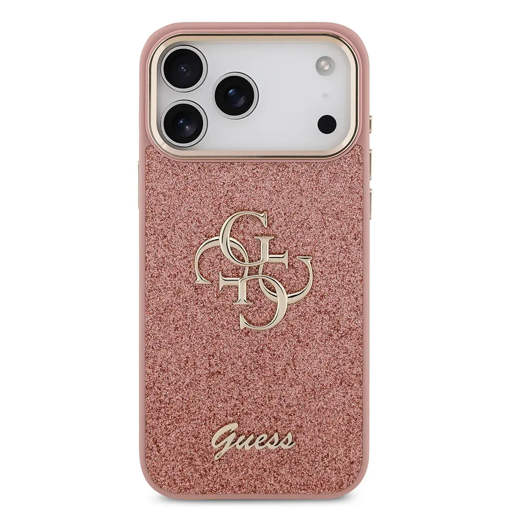 iPhone 17 Pro Max Lisanslı Glitter Kılıf - Guess 4G Metal Kamera Çerçeveli