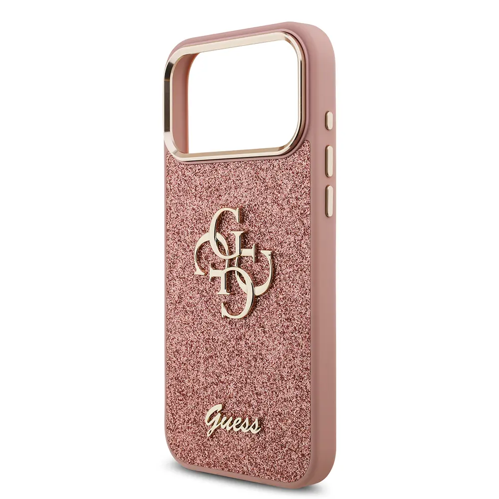 iPhone 17 Pro Max Lisanslı Glitter Kılıf - Guess 4G Metal Kamera Çerçeveli