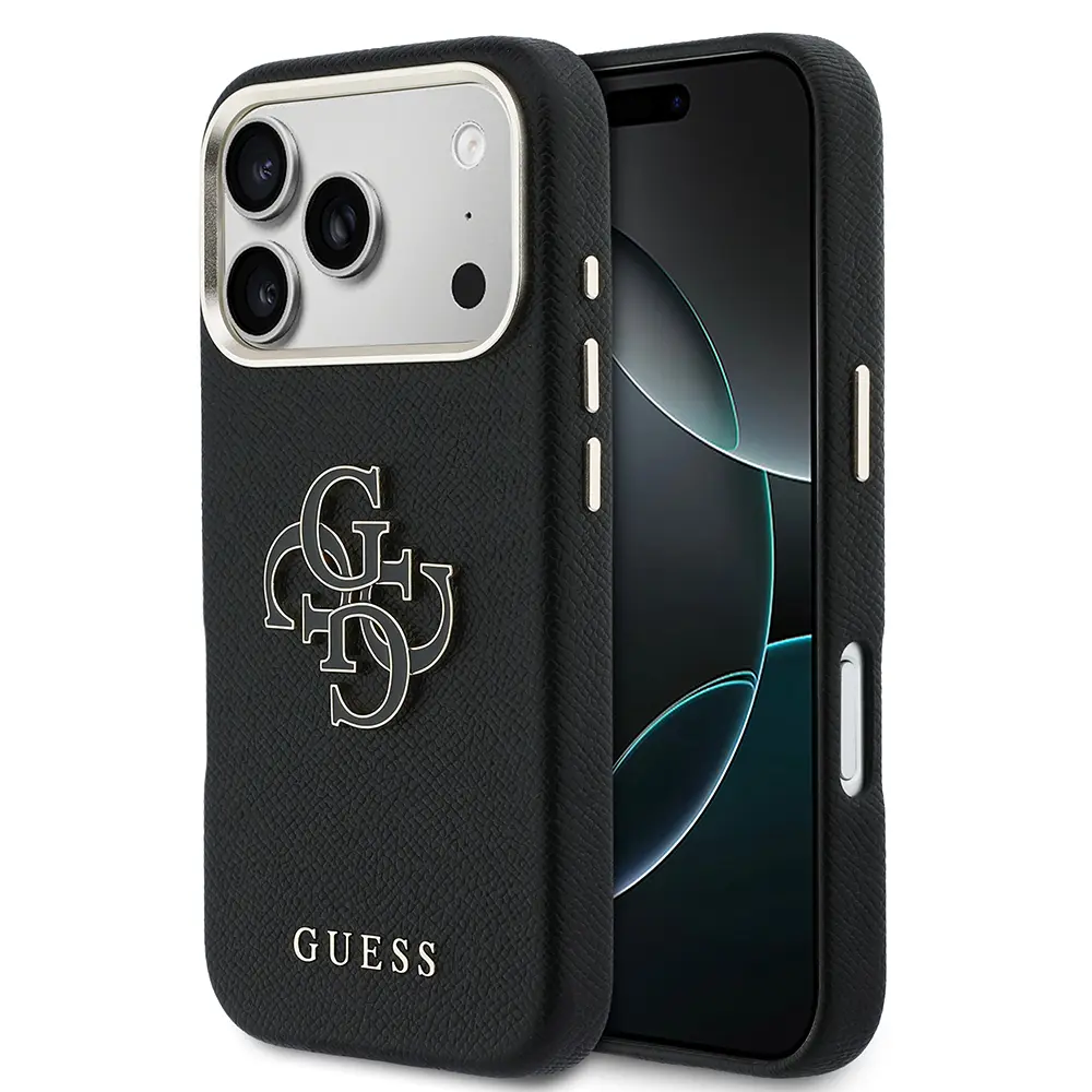 iPhone 17 Pro Max Kılıf, Metal Kamera Çerçeveli PU Deri - Guess 4G