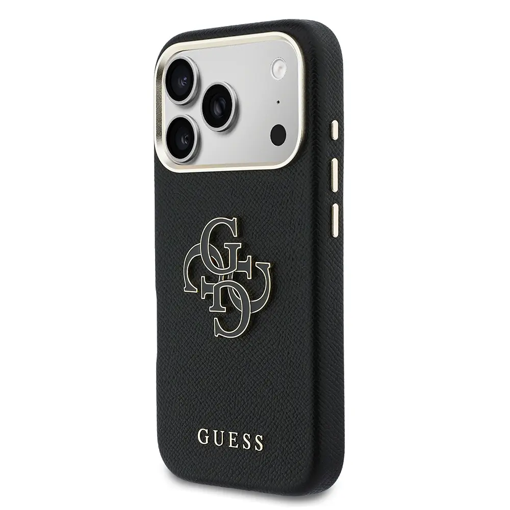 iPhone 17 Pro Max Kılıf, Metal Kamera Çerçeveli PU Deri - Guess 4G