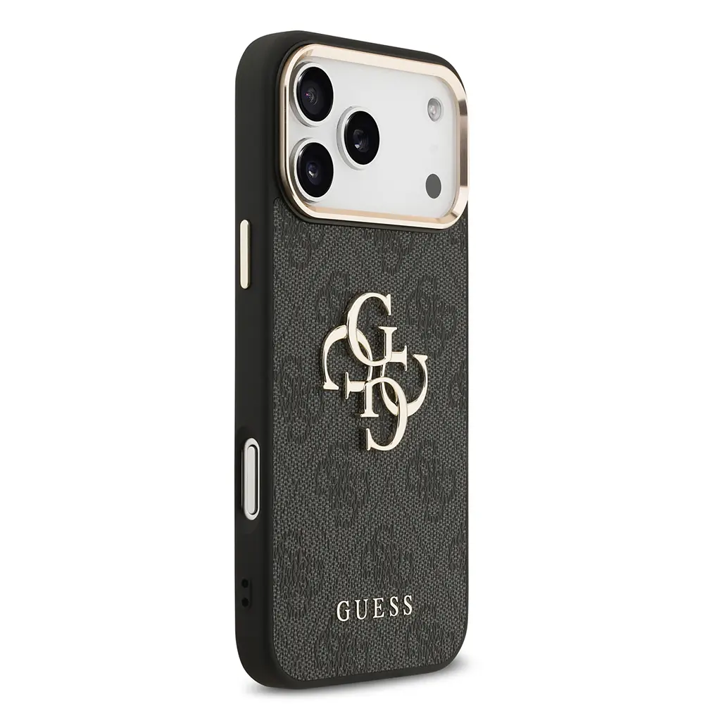 iPhone 17 Pro Max Lisanslı Kılıf, Gold Metal Kamera Çerçeveli - Guess 4G