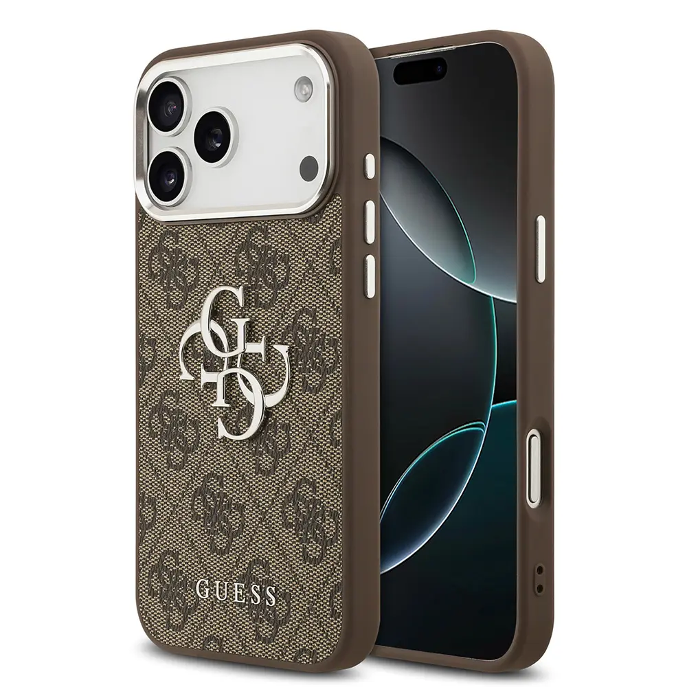 iPhone 17 Pro Max Lisanslı Kılıf, Gümüş Metal Kamera Çerçeveli - Guess 4G