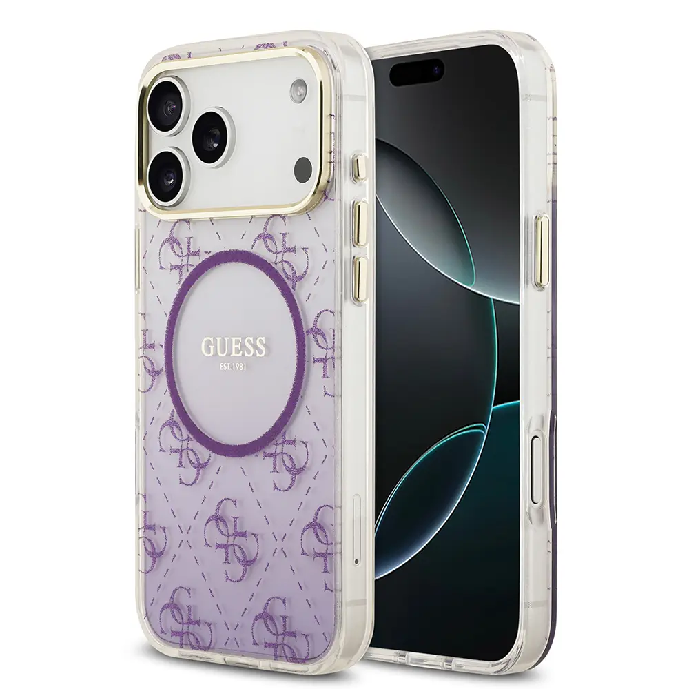 iPhone 17 Pro Max MagSafe Uyumlu Simli Silikon Kılıf - Guess 4G