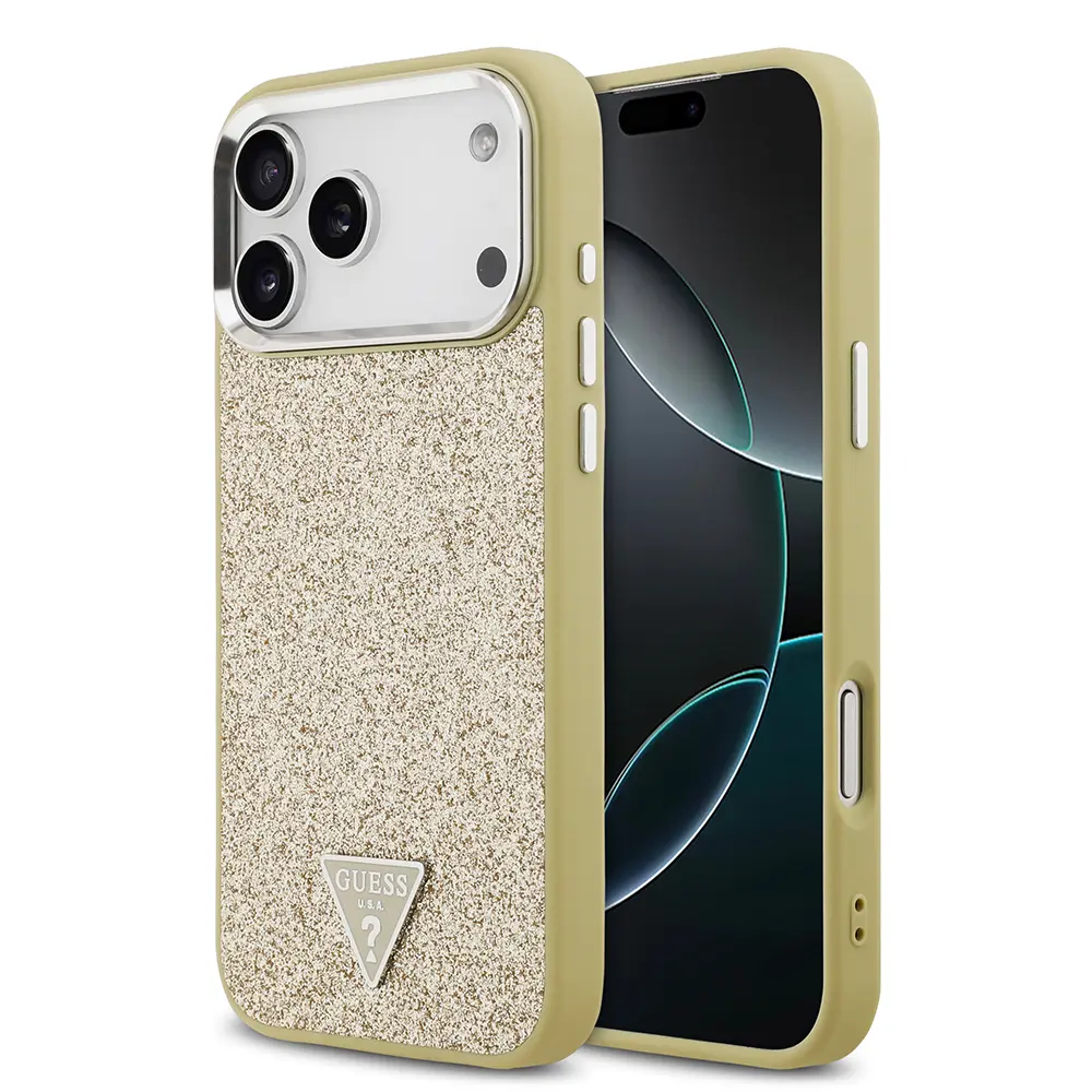 iPhone 17 Pro Max MagSafe Uyumlu Metal Kamera Çerçeveli Kılıf - Guess Glitter