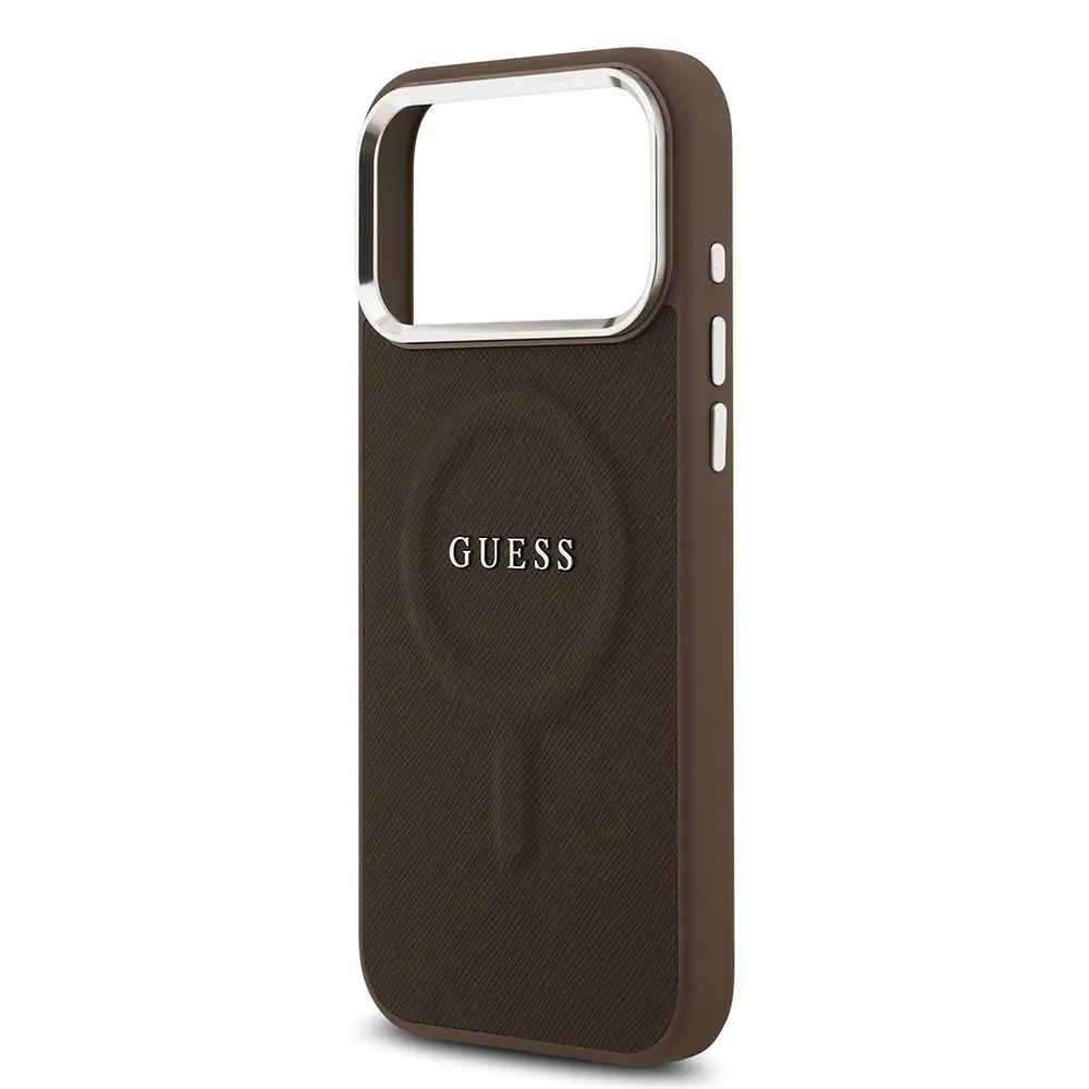 iPhone 17 Pro Max MagSafe Uyumlu PU Deri Kılıf - Guess Klasik Logolu