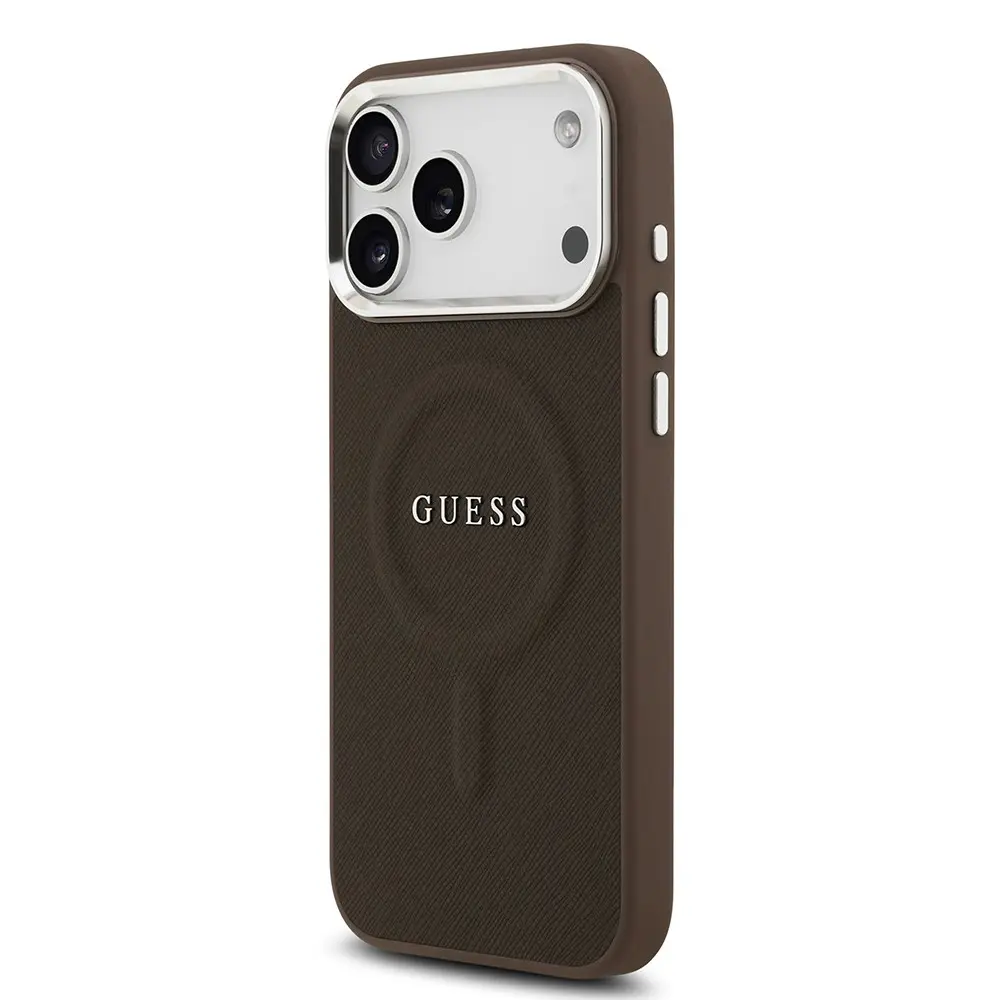 iPhone 17 Pro Max MagSafe Uyumlu PU Deri Kılıf - Guess Klasik Logolu